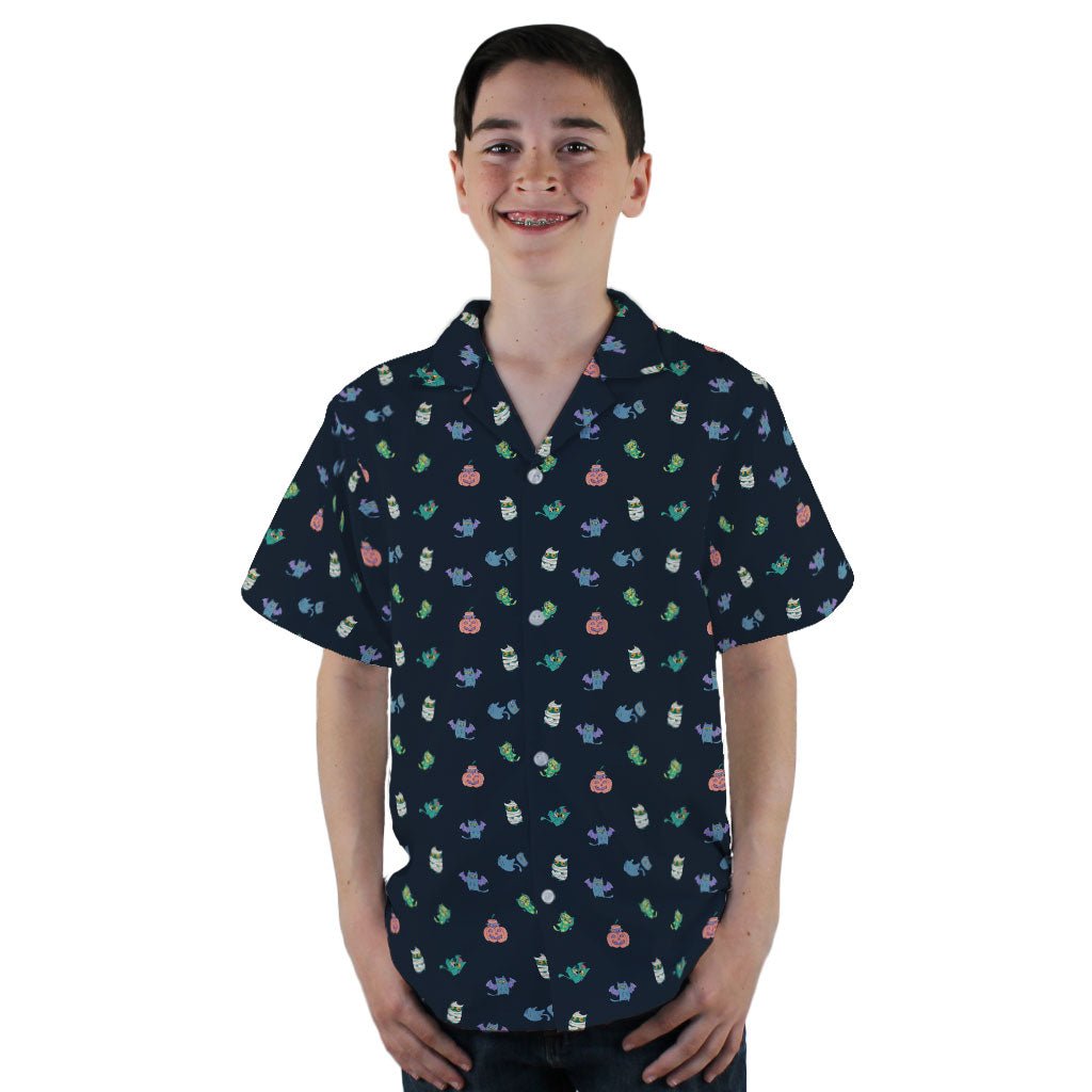 Spooky Exploding Kittens Youth Hawaiian Shirt - YL - -