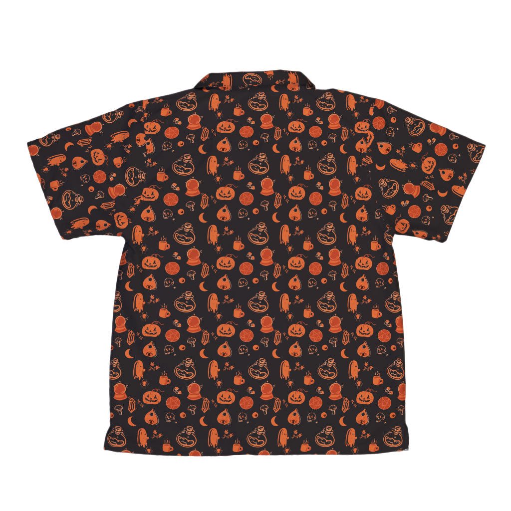 Spooky Halloween Orange Youth Hawaiian Shirt - YXS - -