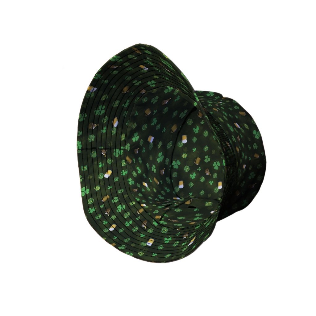 St. Patrick's Day DND Dice Bucket Hat - M - Black Stitching - -