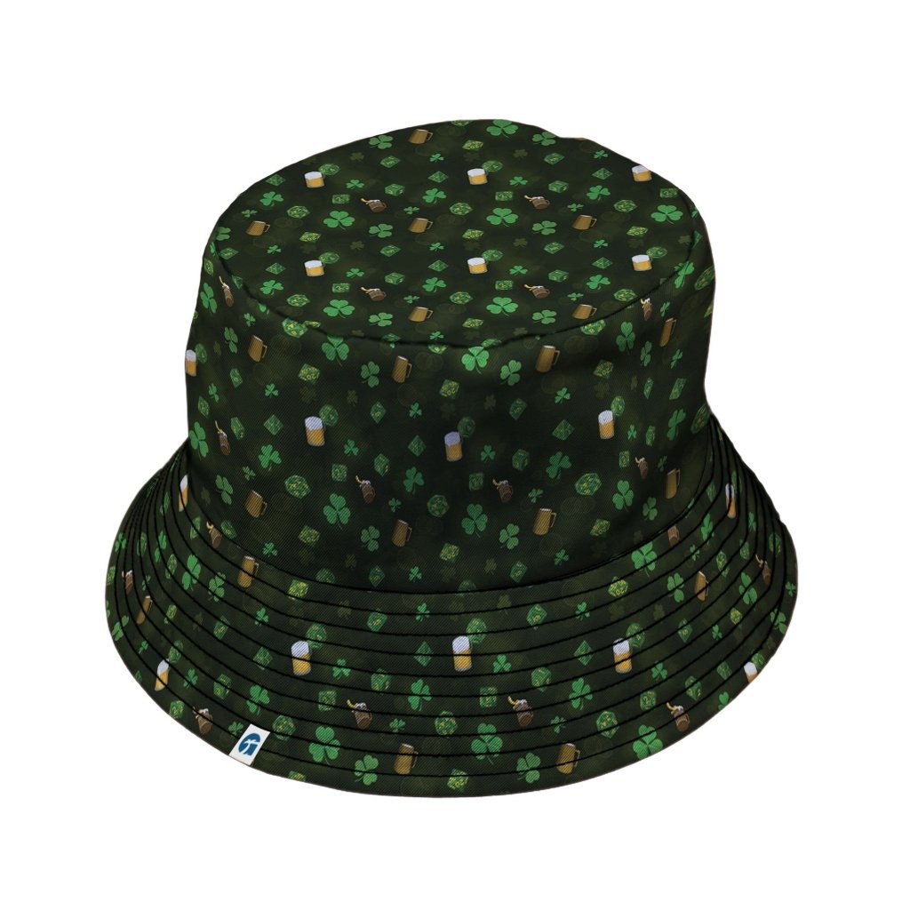 St. Patrick's Day DND Dice Bucket Hat - M - Grey Stitching - -