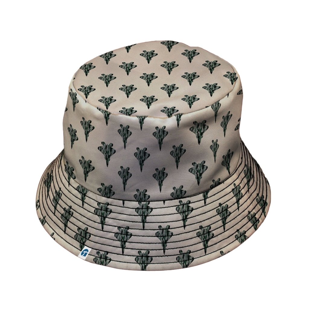 Stealth Fighters Tan Aviation Light Blue Bucket Hat - M - Grey Stitching - -