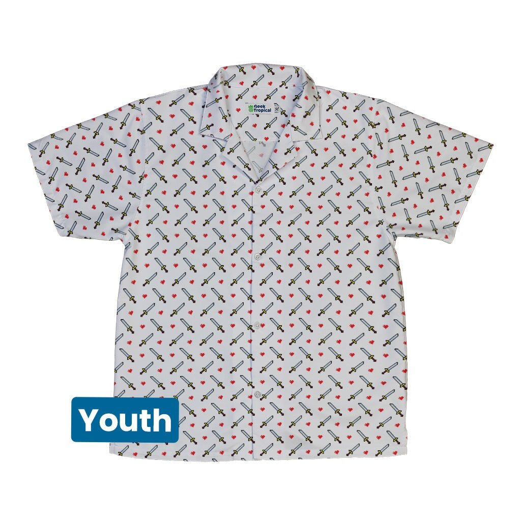 Sword and Hearts Video Game Youth Hawaiian Shirt - YXS - -
