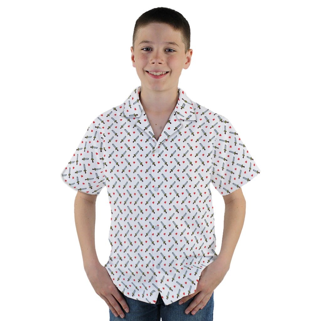 Sword and Hearts Video Game Youth Hawaiian Shirt - YM - -