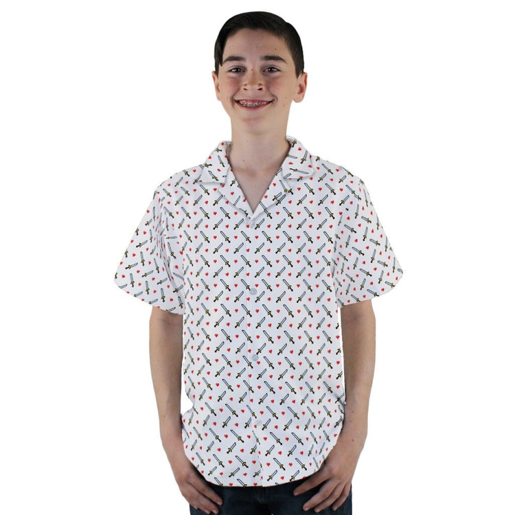 Sword and Hearts Video Game Youth Hawaiian Shirt - YL - -