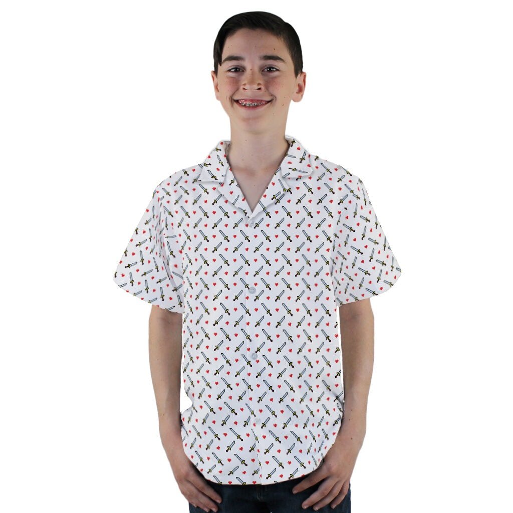Sword and Hearts Video Game Youth Hawaiian Shirt - YL - -