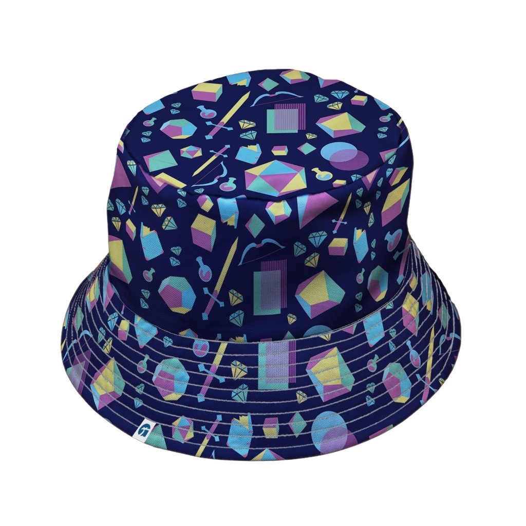 Tabletop RPG Weapons Items Purple Blue Dnd Bucket Hat - M - Black Stitching - -