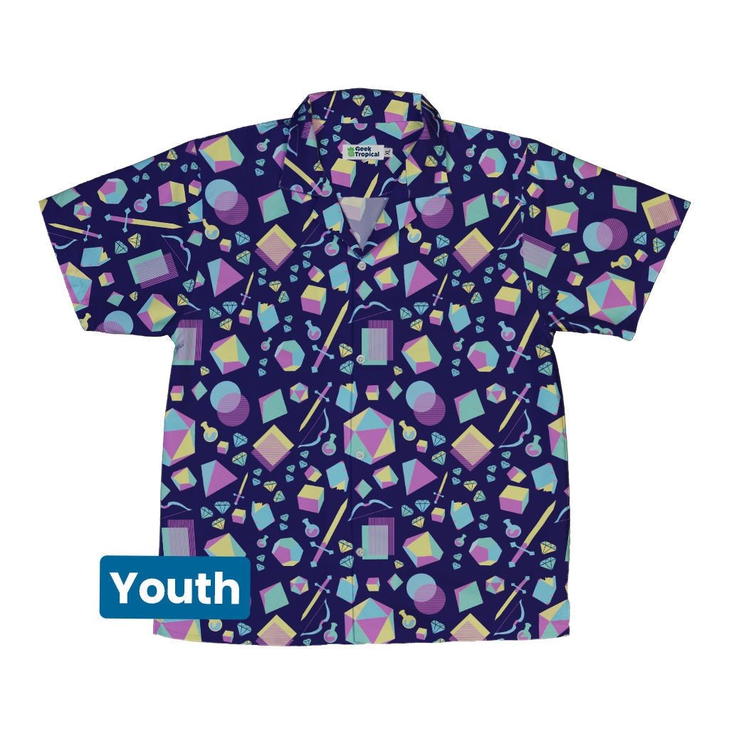 Tabletop RPG Weapons Items Purple Blue Dnd Youth Hawaiian Shirt - YXS - -
