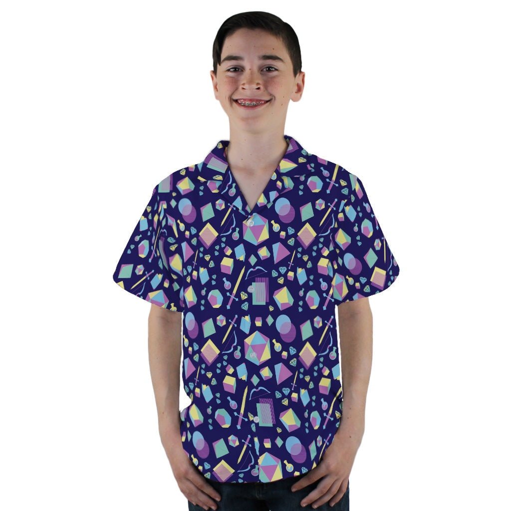 Tabletop RPG Weapons Items Purple Blue Dnd Youth Hawaiian Shirt - YL - -