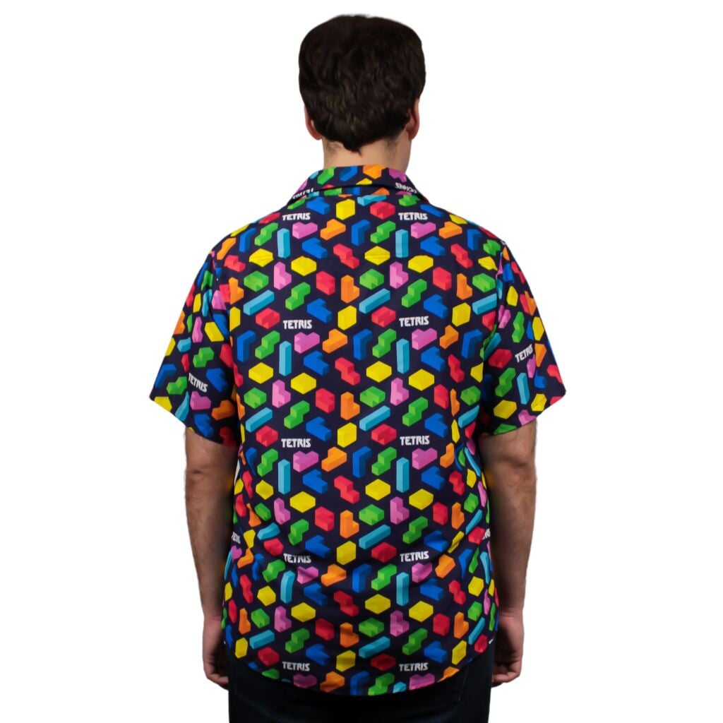 Tetris 3D Tetriminos Button Up Shirt - S - Hawaiian Shirt - No Pocket -