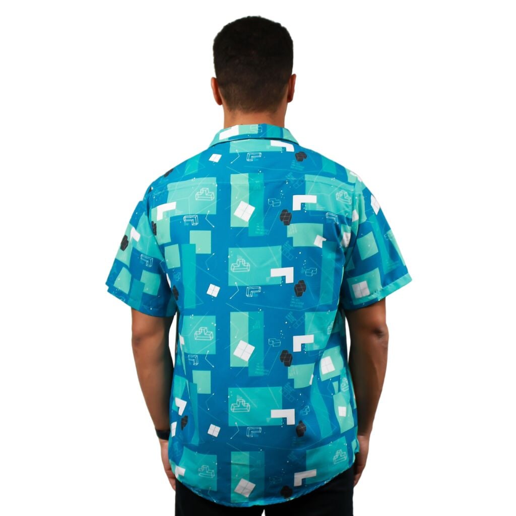 Tetris Engineering Button Up Shirt - S - Hawaiian Shirt - No Pocket -
