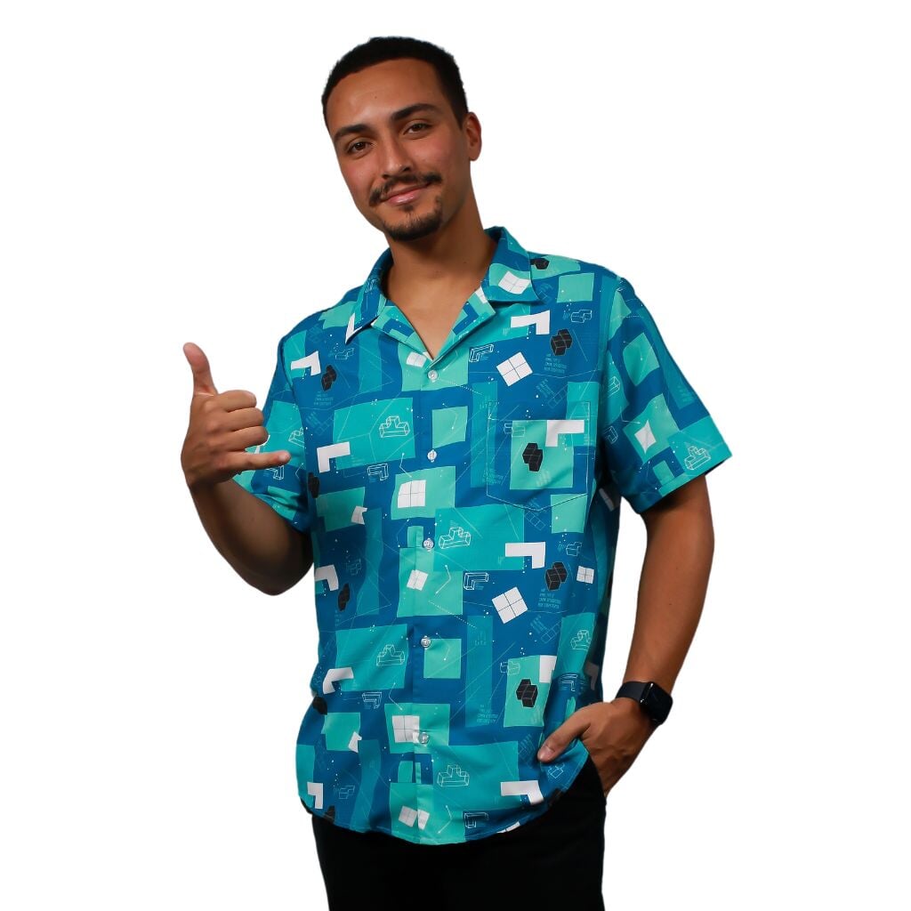 Tetris Engineering Button Up Shirt - S - Hawaiian Shirt - No Pocket -