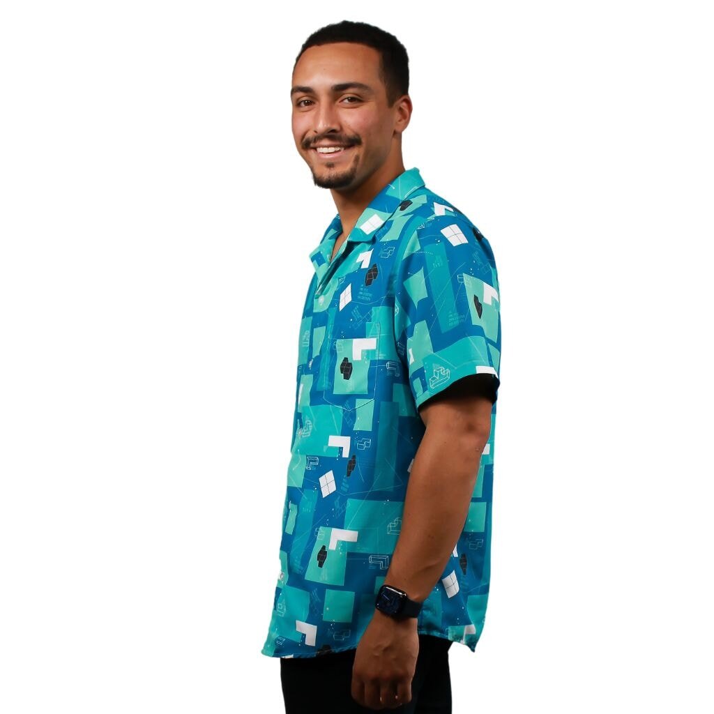 Tetris Engineering Button Up Shirt - S - Hawaiian Shirt - No Pocket -