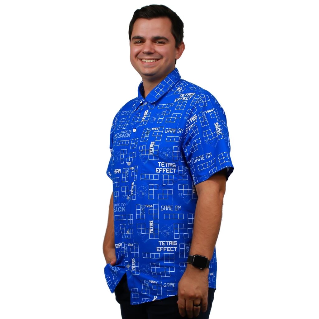 Tetris Moves Button Up Shirt - S - Hawaiian Shirt - No Pocket -