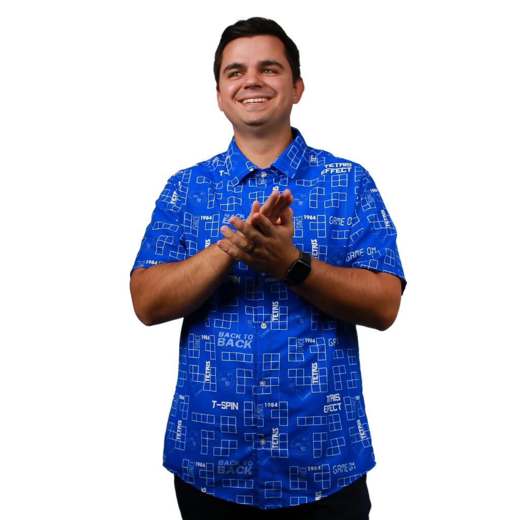 Tetris Moves Button Up Shirt - S - Hawaiian Shirt - No Pocket -