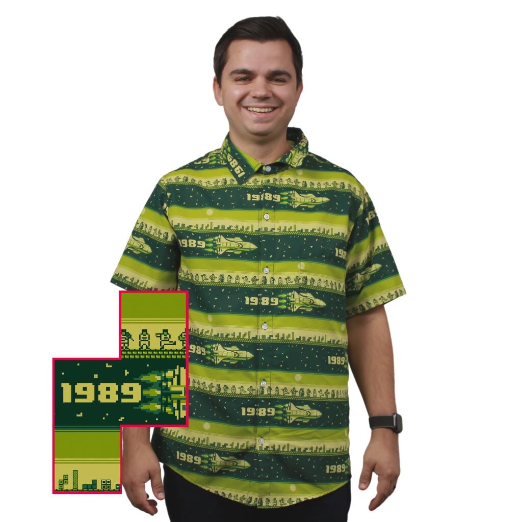 Tetris Shuttle Nightfall Button Up Shirt - S - Hawaiian Shirt - No Pocket -