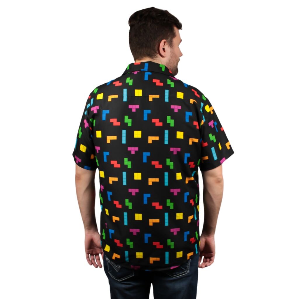 Tetris Tetriminos Drop Button Up Shirt - S - Hawaiian Shirt - No Pocket -