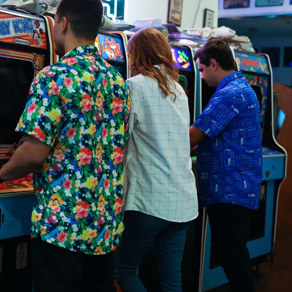 Tetris Tetriminos Squared Button Up Shirt - S - Hawaiian Shirt - No Pocket -