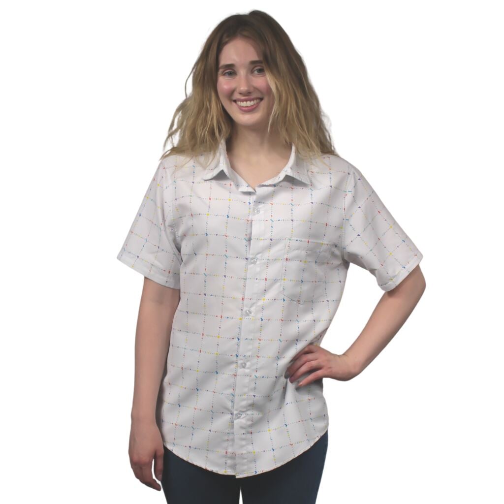 Tetris Tetriminos Squared Button Up Shirt - S - Hawaiian Shirt - No Pocket -