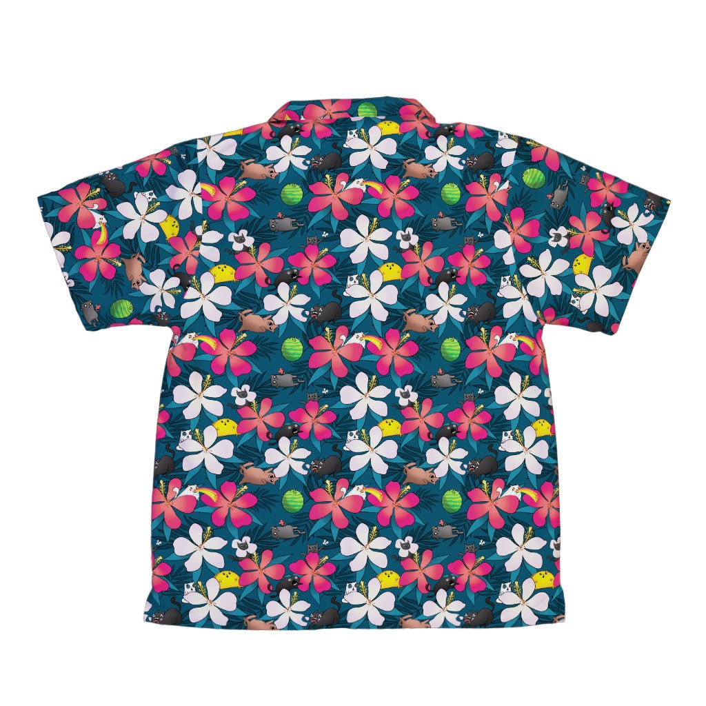 Tropical Exploding Kittens Youth Hawaiian Shirt - YXS - -
