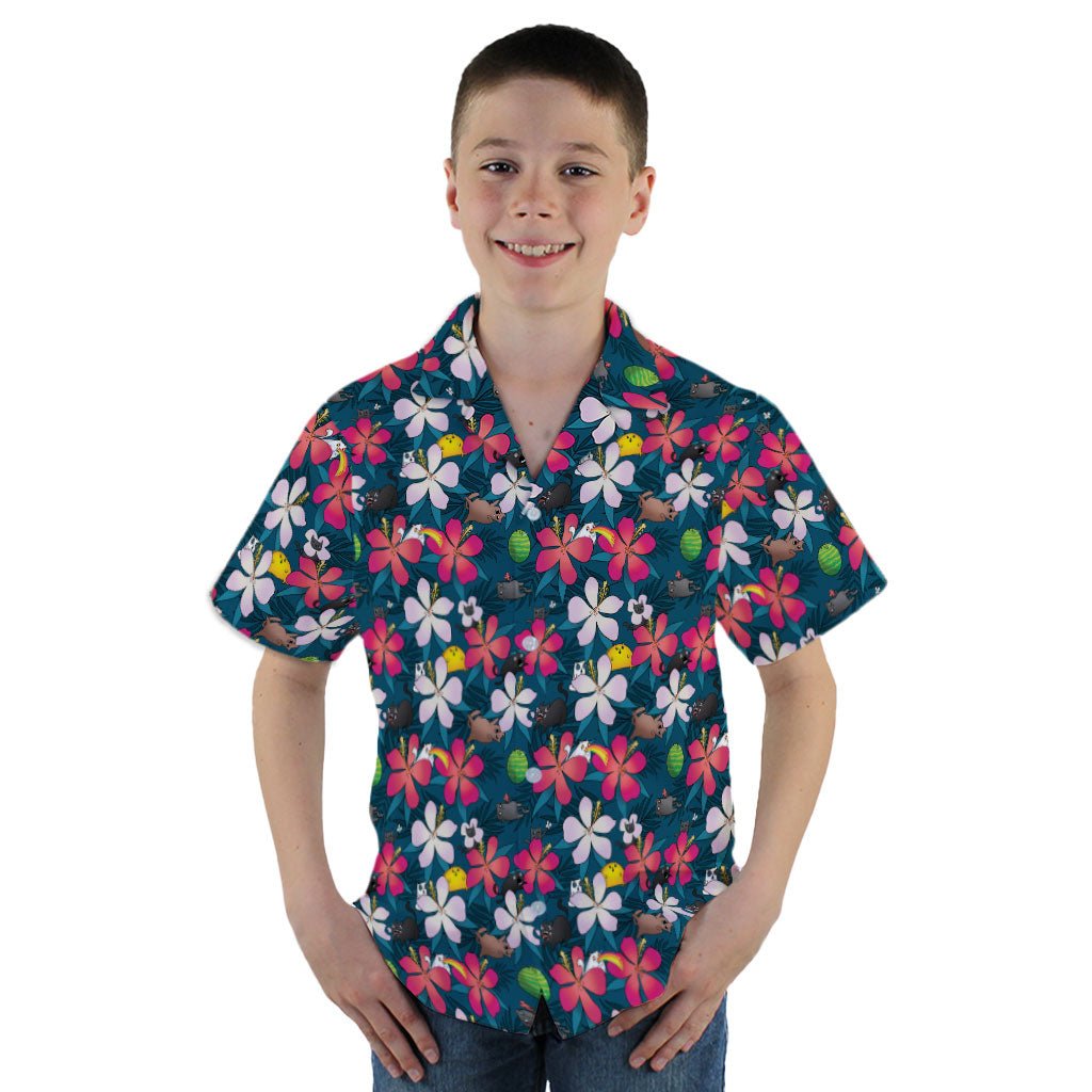 Tropical Exploding Kittens Youth Hawaiian Shirt - YM - -
