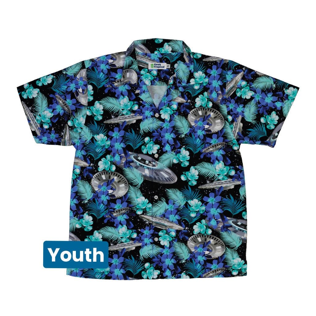 Tropical UFO Space Youth Hawaiian Shirt - YXS - -