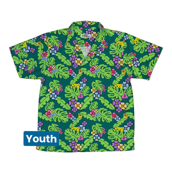 Tropical Video Game Pixels Youth Hawaiian Shirt - YXS - -