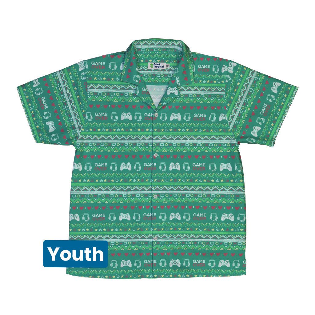 Ugly Christmas Sweater Video Gamer Youth Hawaiian Shirt - YXS - -