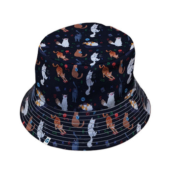Video Game Cats Dark Bucket Hat - M - Black Stitching - -