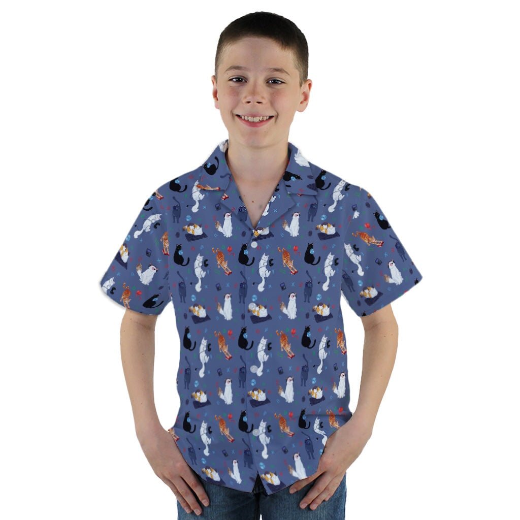 Video Game Cats Light Youth Hawaiian Shirt - YM - -