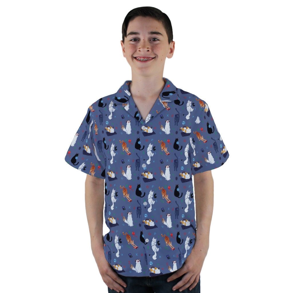 Video Game Cats Light Youth Hawaiian Shirt - YL - -