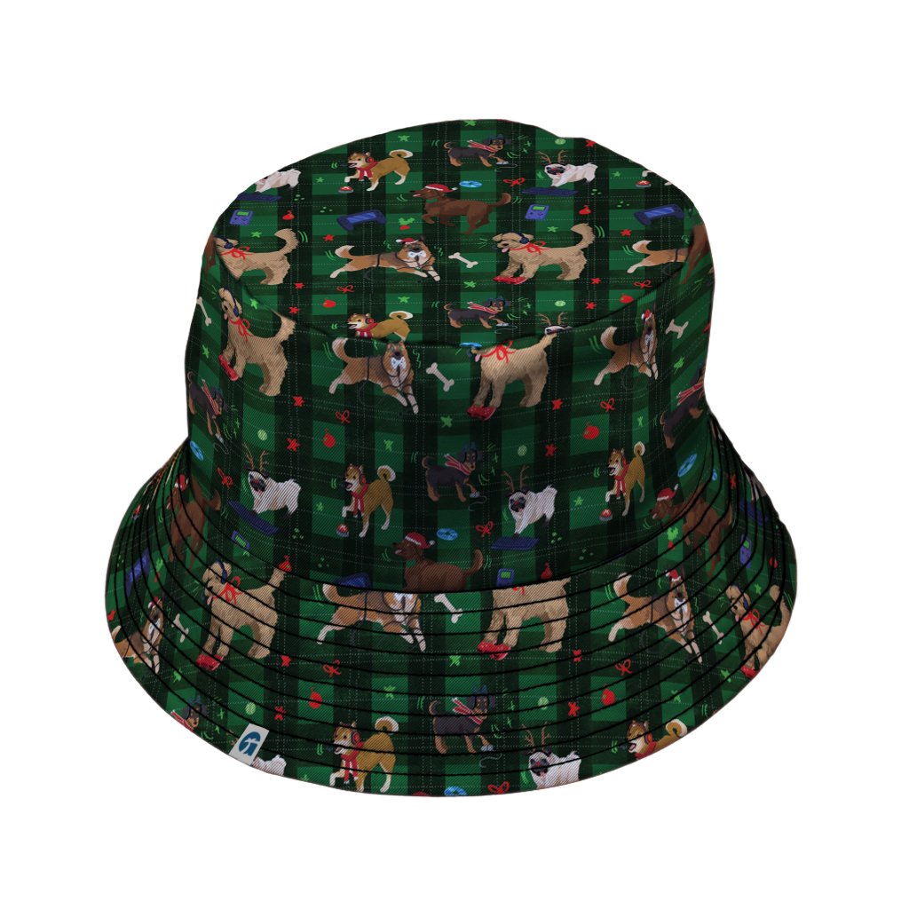 Video Game Dogs Christmas Bucket Hat - M - Black Stitching - -