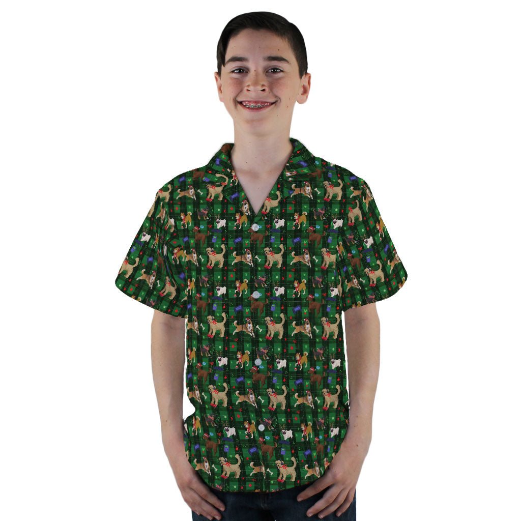 Video Game Dogs Christmas Youth Hawaiian Shirt - YL - -