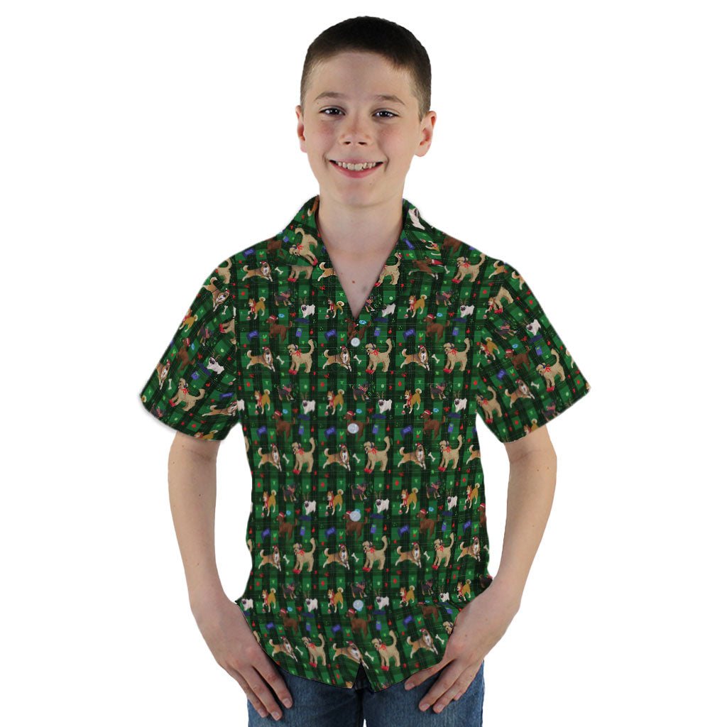Video Game Dogs Christmas Youth Hawaiian Shirt - YM - -