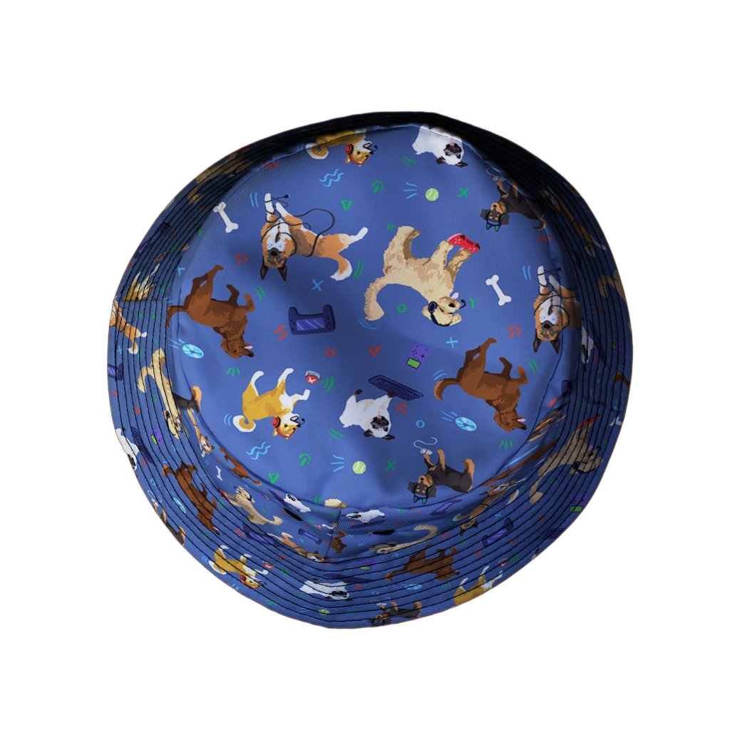 Video Game Dogs Light Bucket Hat - M - Black Stitching - -