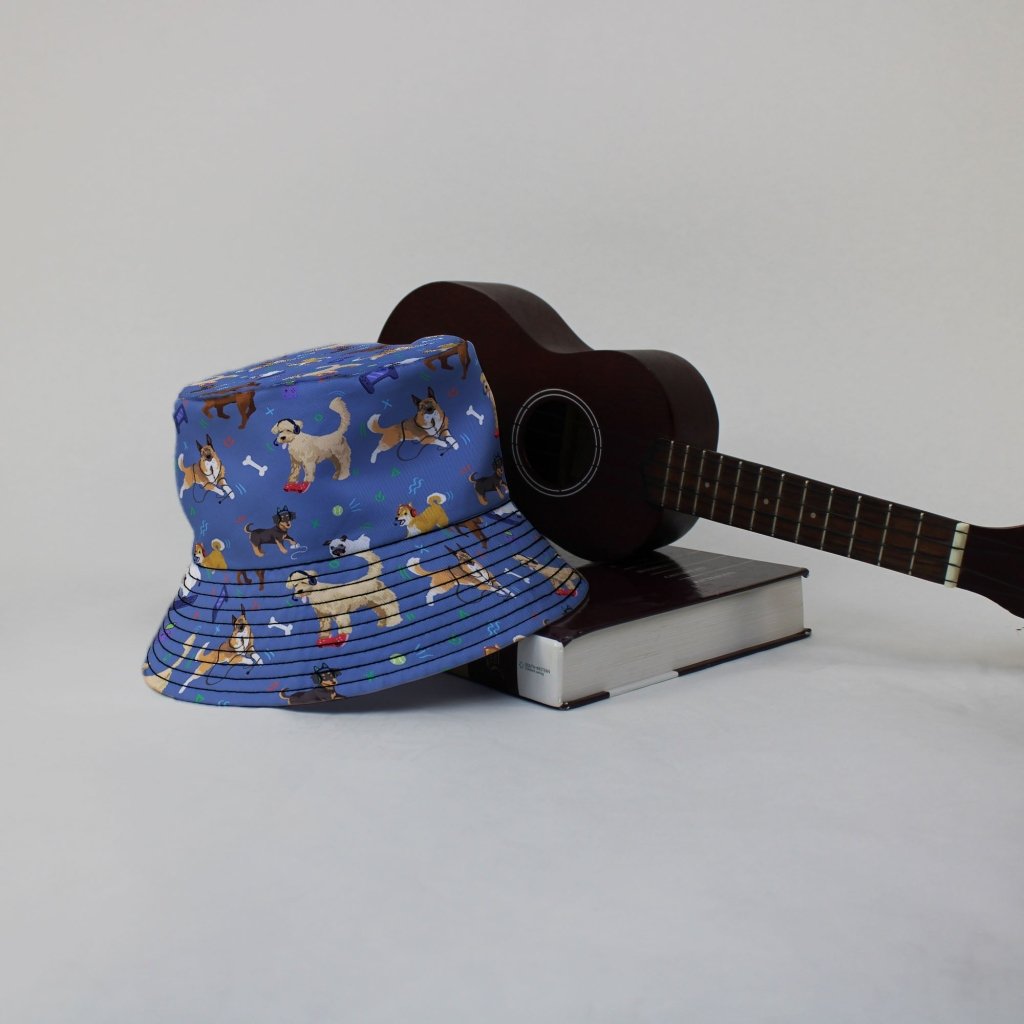 Video Game Dogs Light Bucket Hat - M - Black Stitching - -