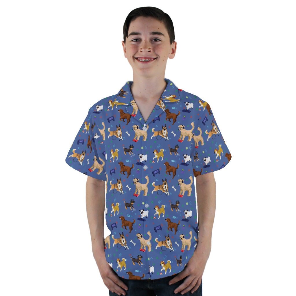 Video Game Dogs Light Youth Hawaiian Shirt - YL - -