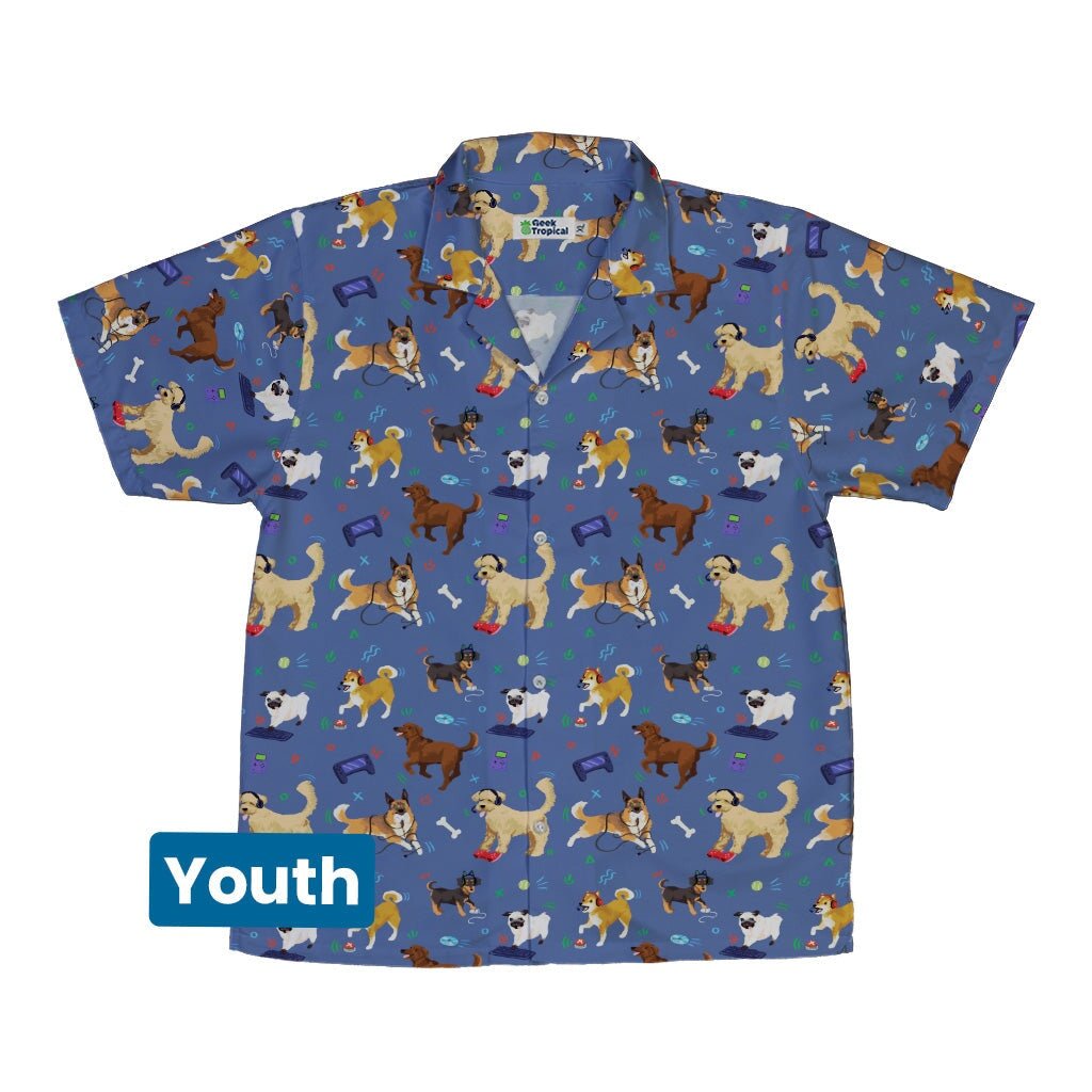 Video Game Dogs Light Youth Hawaiian Shirt - YXS - -