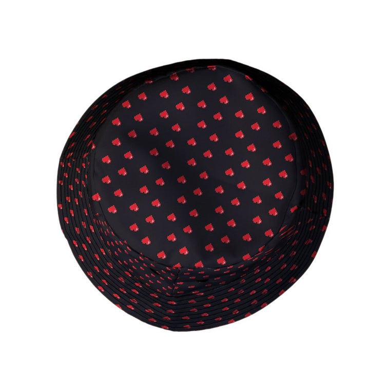 Video Game Hearts Black Bucket Hat - M - Black Stitching - -