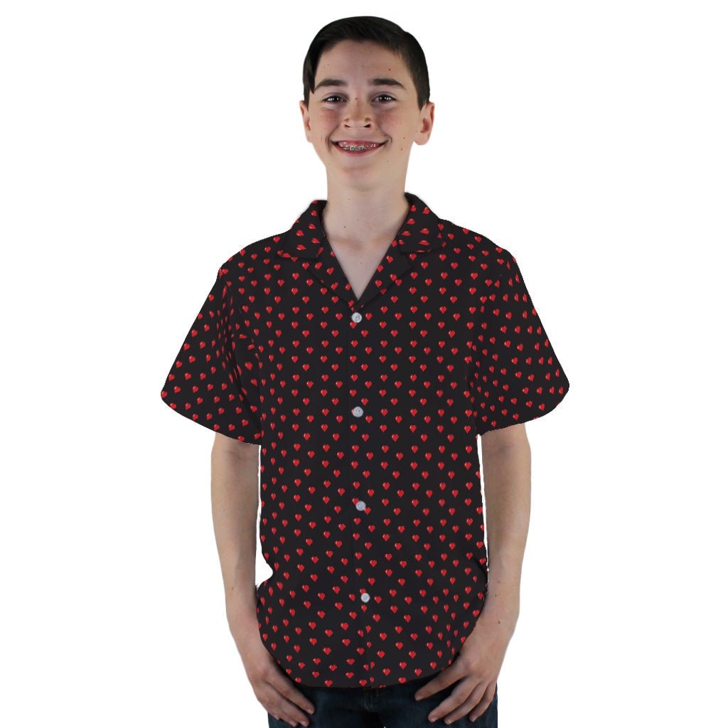 Video Game Hearts Black Youth Hawaiian Shirt - YL - -