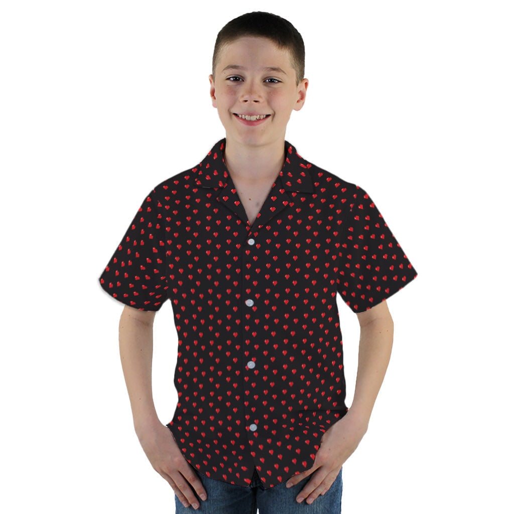 Video Game Hearts Black Youth Hawaiian Shirt - YM - -