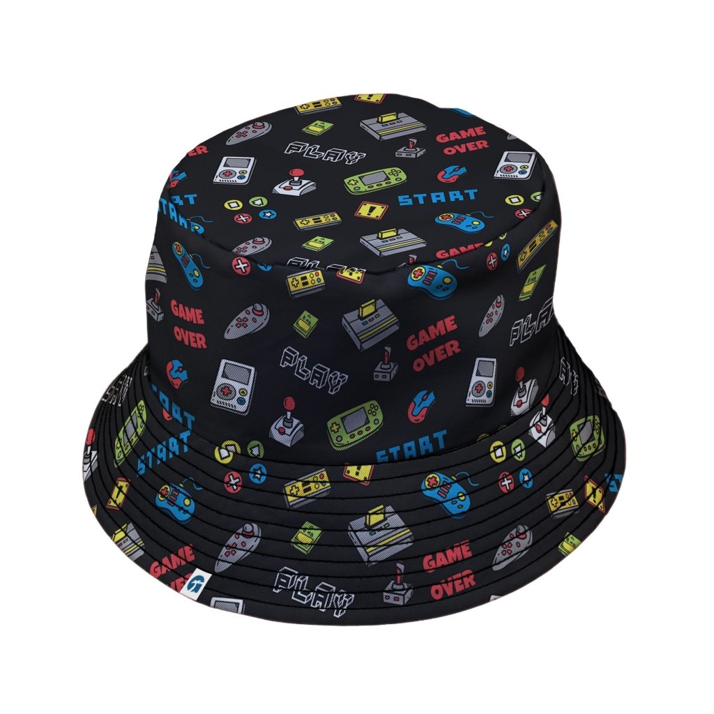 Video Gamer Black Video Game Bucket Hat - M - Grey Stitching - -