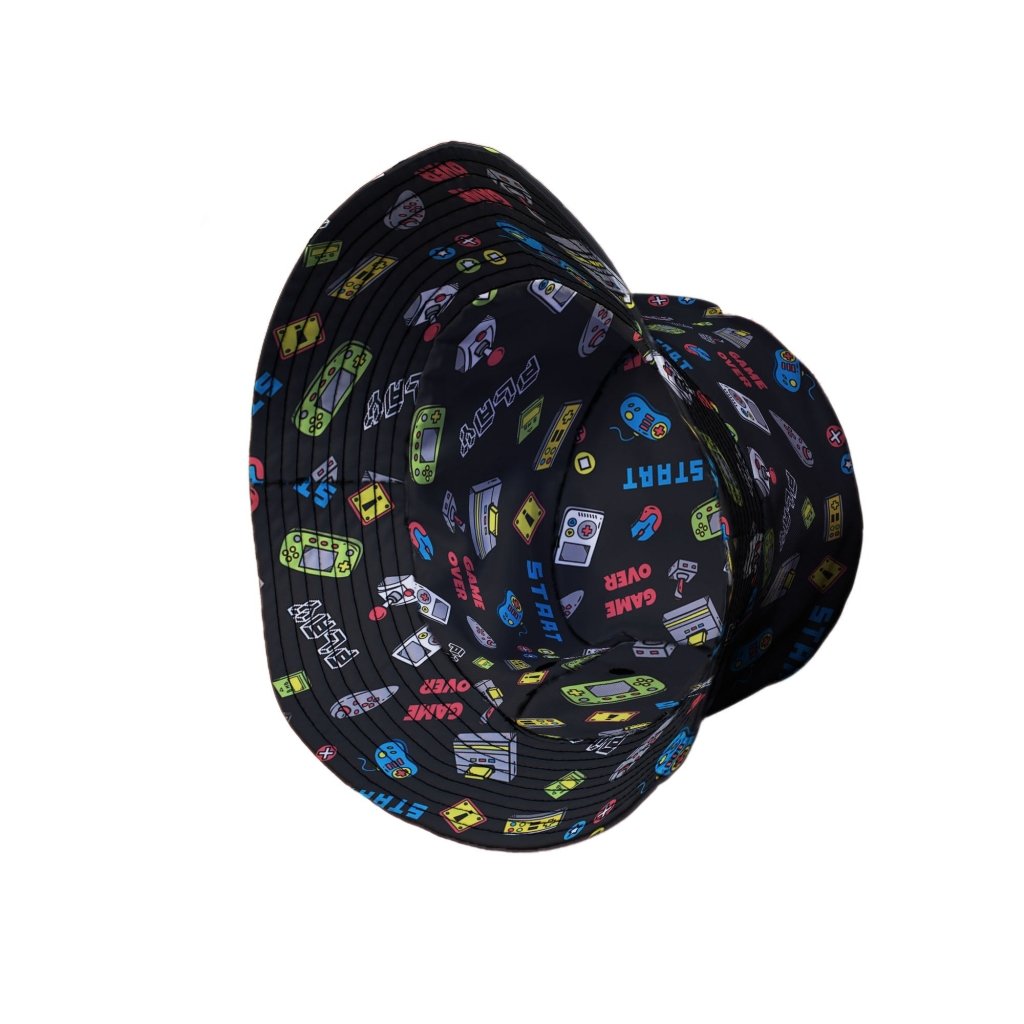 Video Gamer Black Video Game Bucket Hat - M - Black Stitching - -