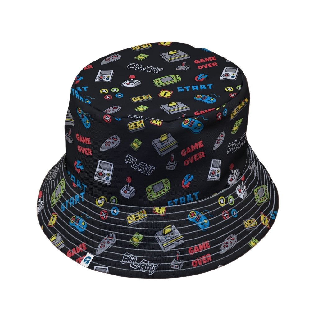 Video Gamer Black Video Game Bucket Hat - M - Black Stitching - -