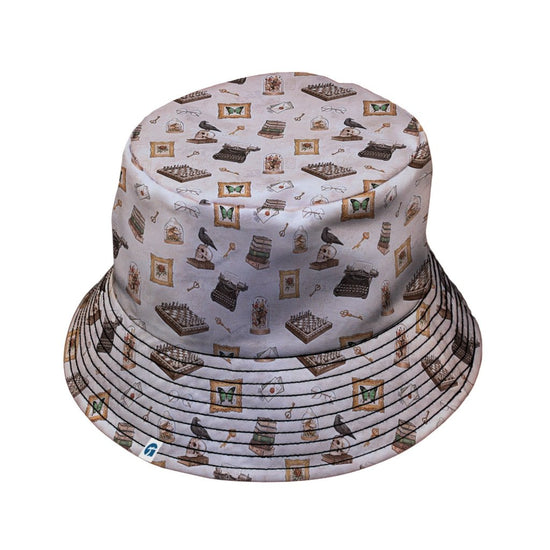Vintage Gothic Library Bucket Hat - M - Black Stitching - -