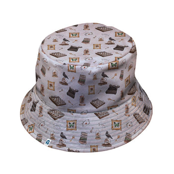 Vintage Gothic Library Bucket Hat - M - Grey Stitching - -