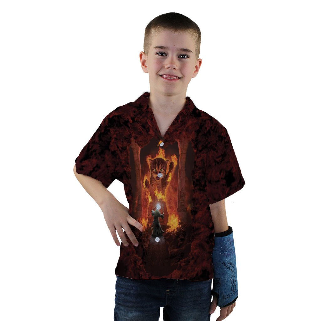 You Shall Not Pass Cat Youth Hawaiian Shirt - YXS - -